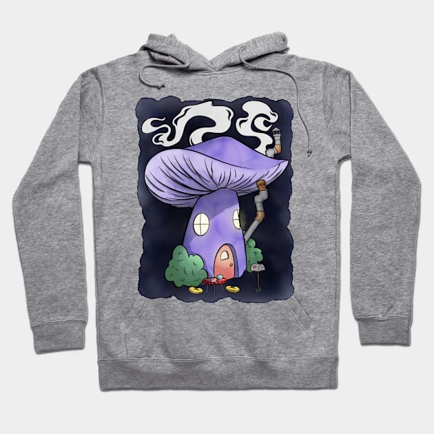 Purple Mushroom House Hoodie by Gwenpai